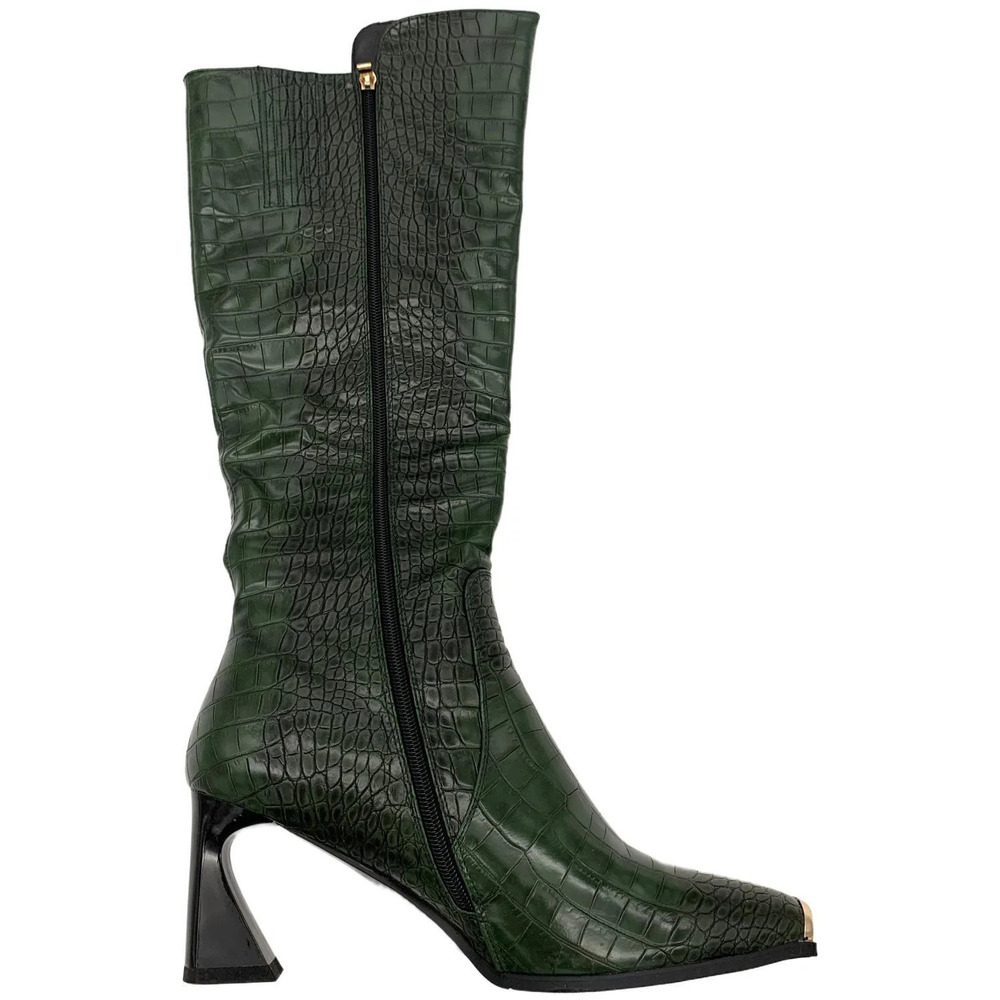 Ninety Union Women's London Zip Tall Shaft Heeled Boots Olive - Medium